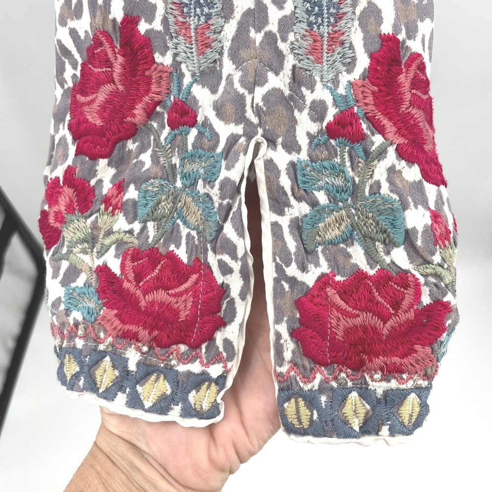 Biya Johnny Was Dress Womens S Gray Leopard Floral Rayon Embroidered Boho Tunic - Picture 7 of 16